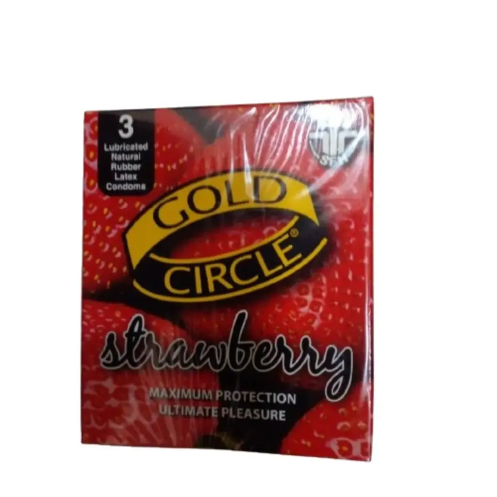 Gold Circle Strawberry Condoms x 3