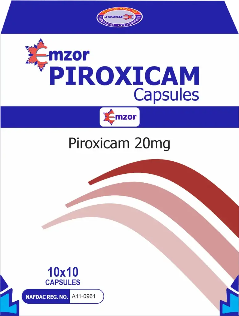 Emzor Piroxicam 20mg Capsules x 10